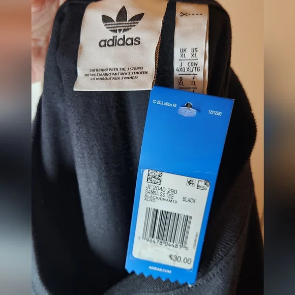 NWT Adidas SAMBA brand With The 3 Stripes Xl Short Sleeve T-shirt Mens Black - Picture 4 of 6